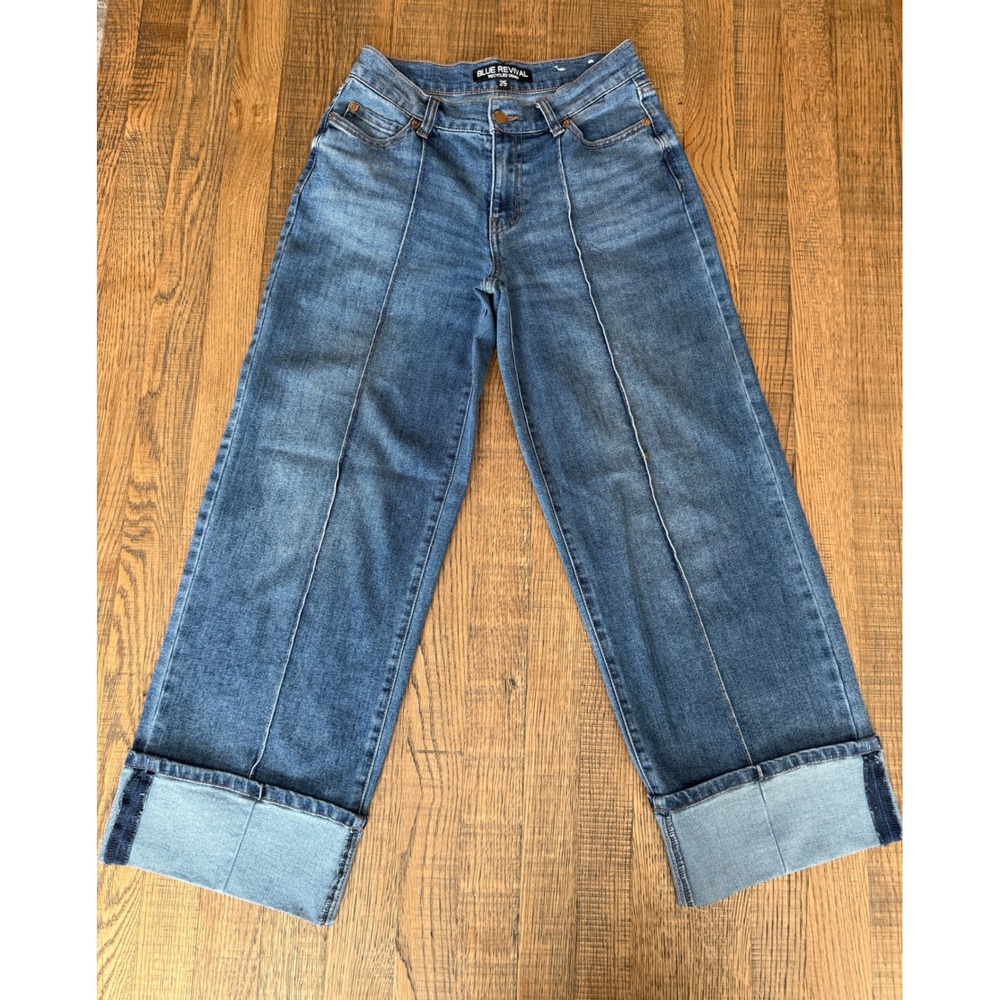AGOLDE Wide Leg Cuffed Jeans in Medium Blue